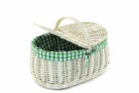 Koszyk z wikliny na piknik biały wyszyty